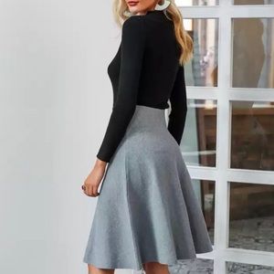 ‘Amelia’ Gray Casual Midi Skirt